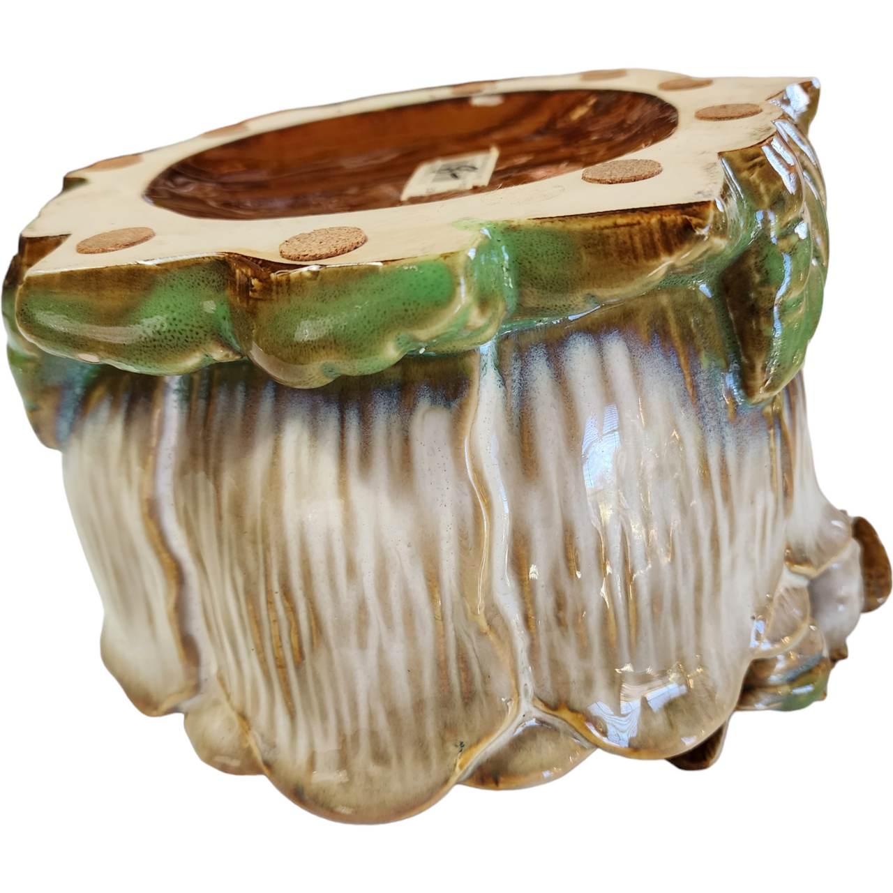 5" Love Birds Perched on the Edge Majolica Planter
