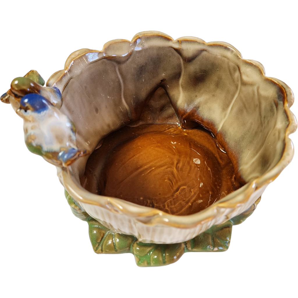 Majolica Love Birds Perched on the Edge Planter