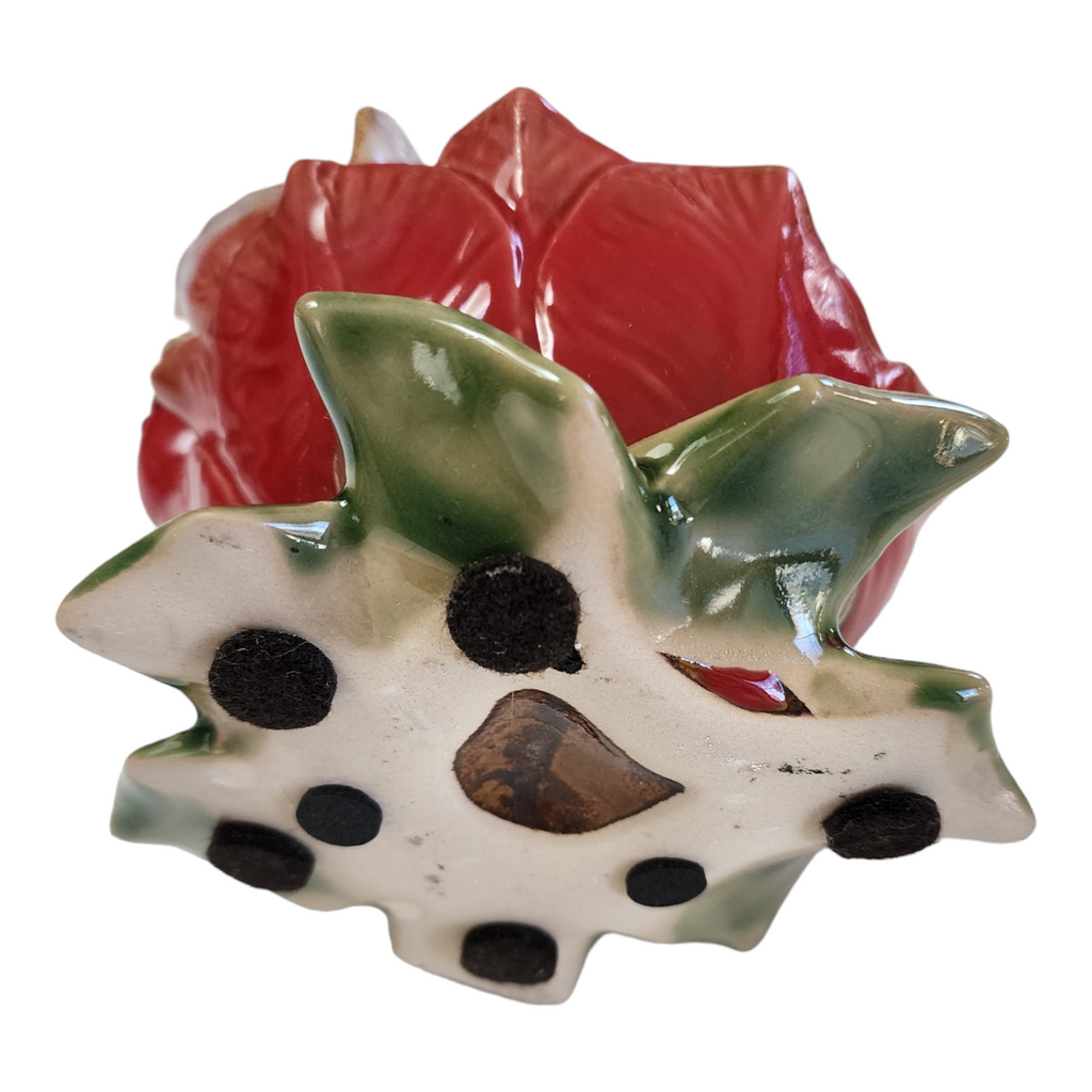 Majolica Love Birds Perched on the Edge Small Basket