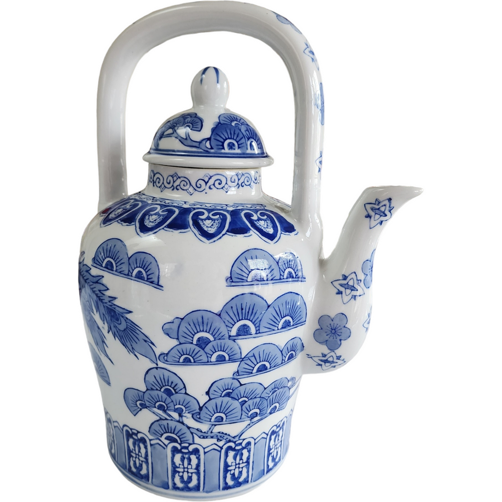 Mann, Seymour Blue White Oriental Scene Coffeepot/Teapot