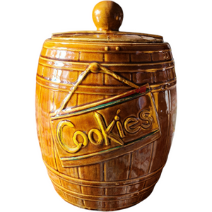 McCoy Ceramic Pottery Wood Whiskey Barrel Cookie Jar