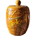 McCoy Ceramic Pottery Wood Whiskey Barrel Cookie Jar