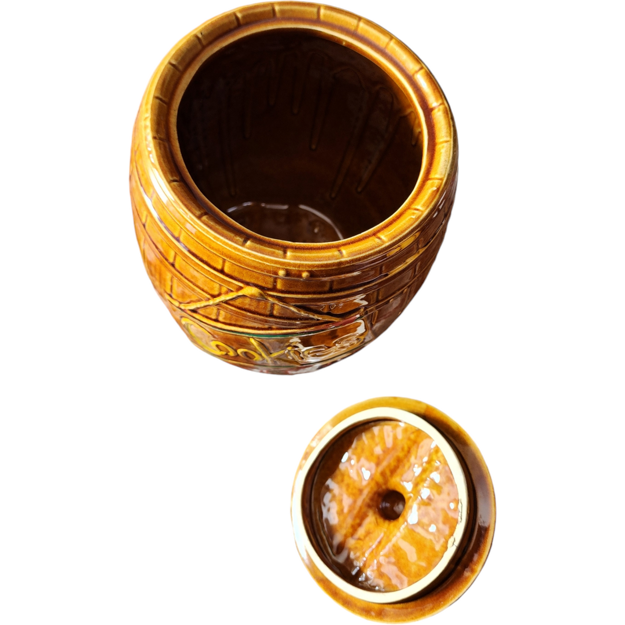 McCoy Ceramic Pottery Wood Whiskey Barrel Cookie Jar