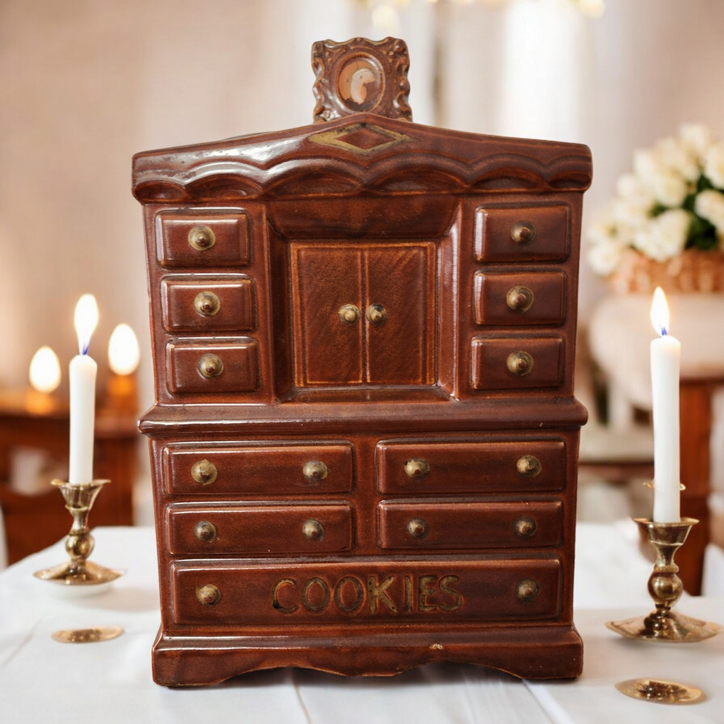 McCoy Cookie Jar with Lid Brown Dresser Chiffonier