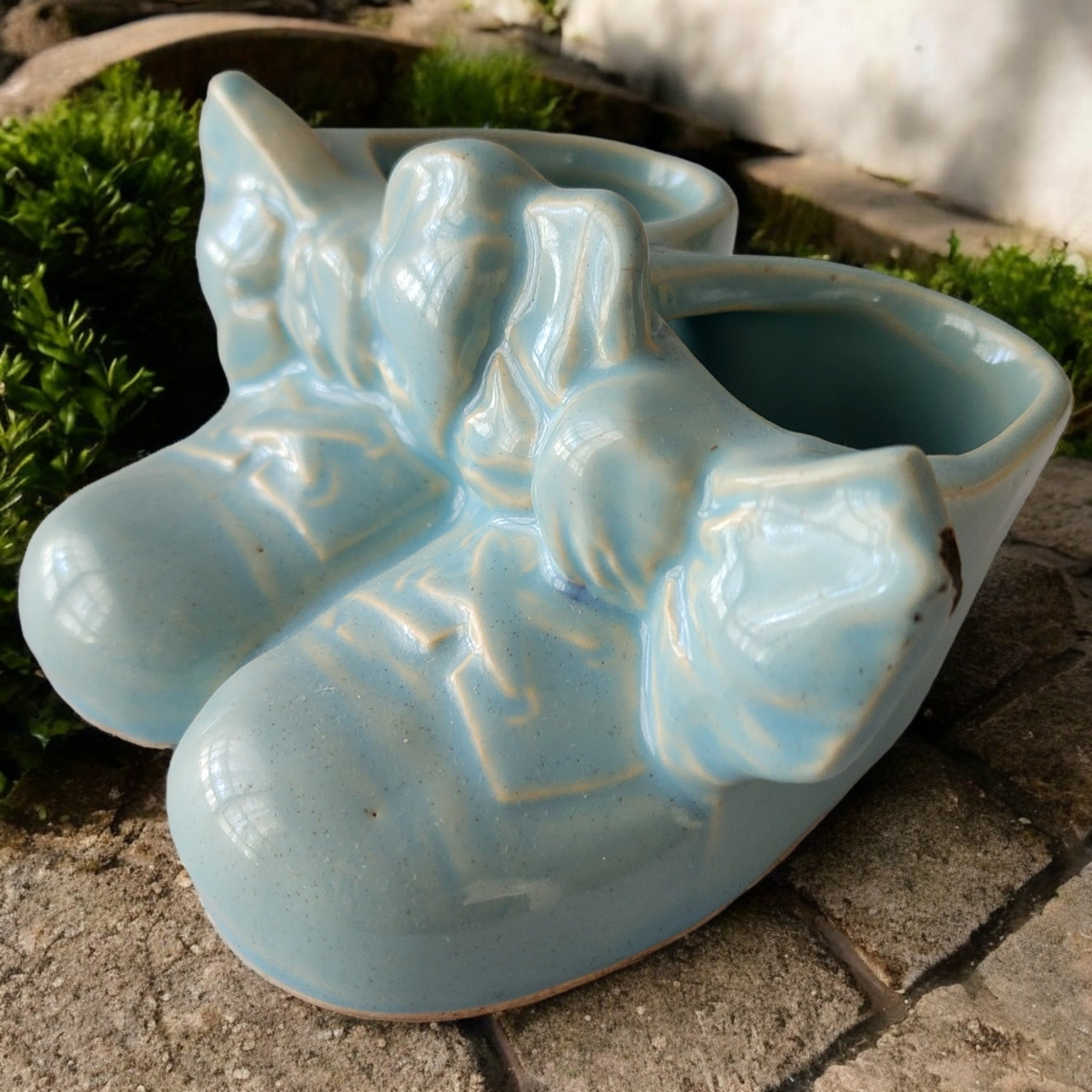 McCoy Pottery Hand Painted Ceramic Baby Shoe Planter or Vase Japan