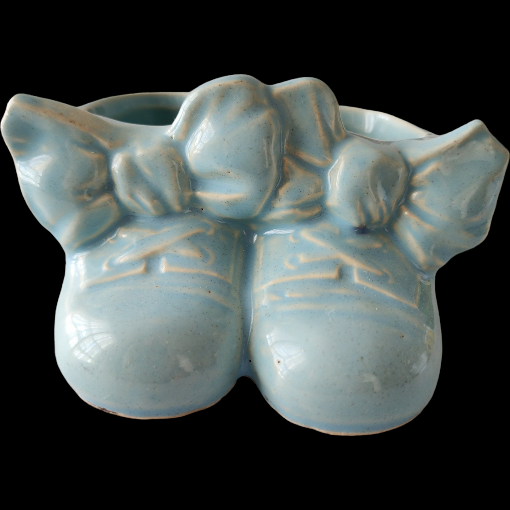 McCoy Pottery Hand Painted Ceramic Baby Shoe Planter or Vase Japan