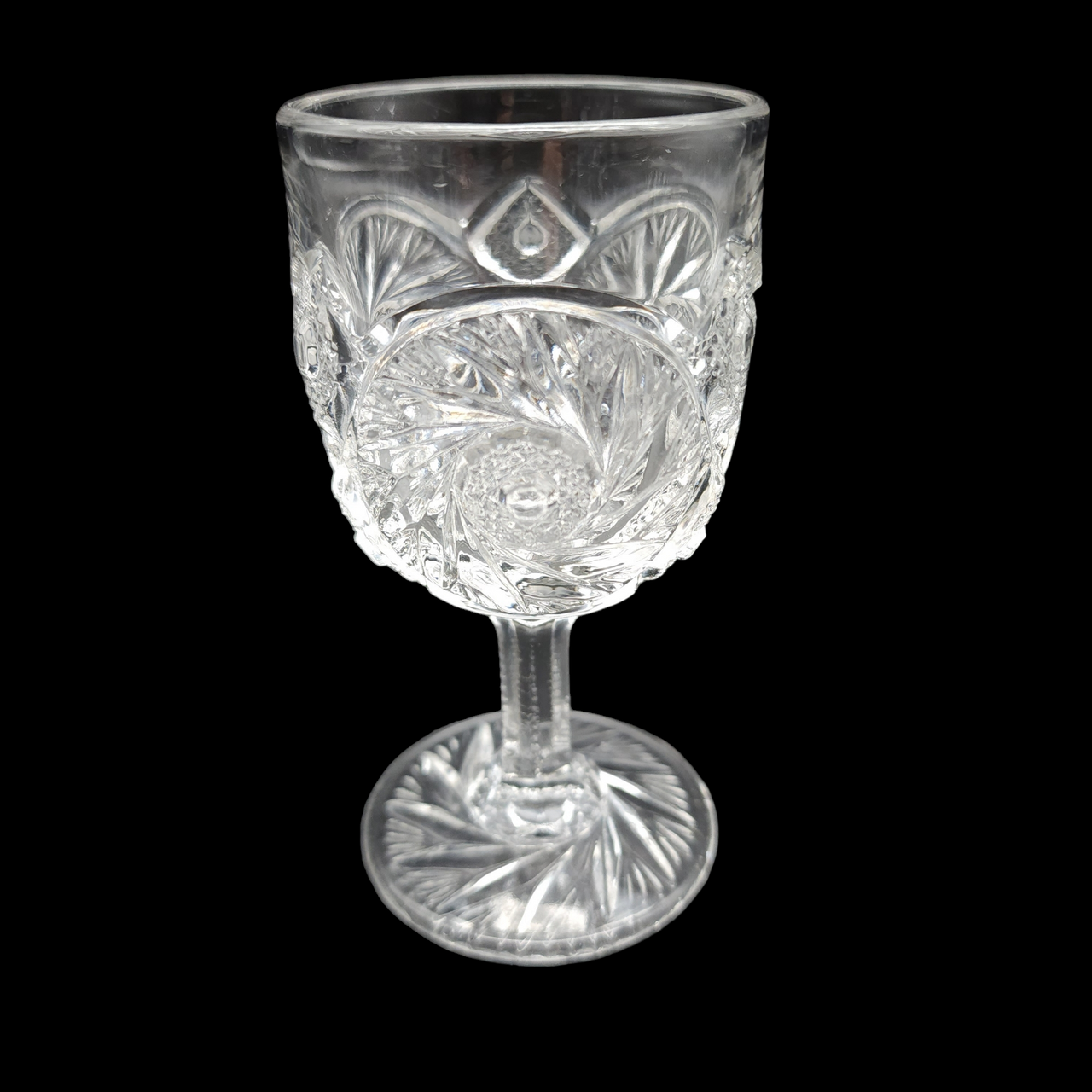McKee Aztec Clear EAPG Early American Pinwheel Wine Glass