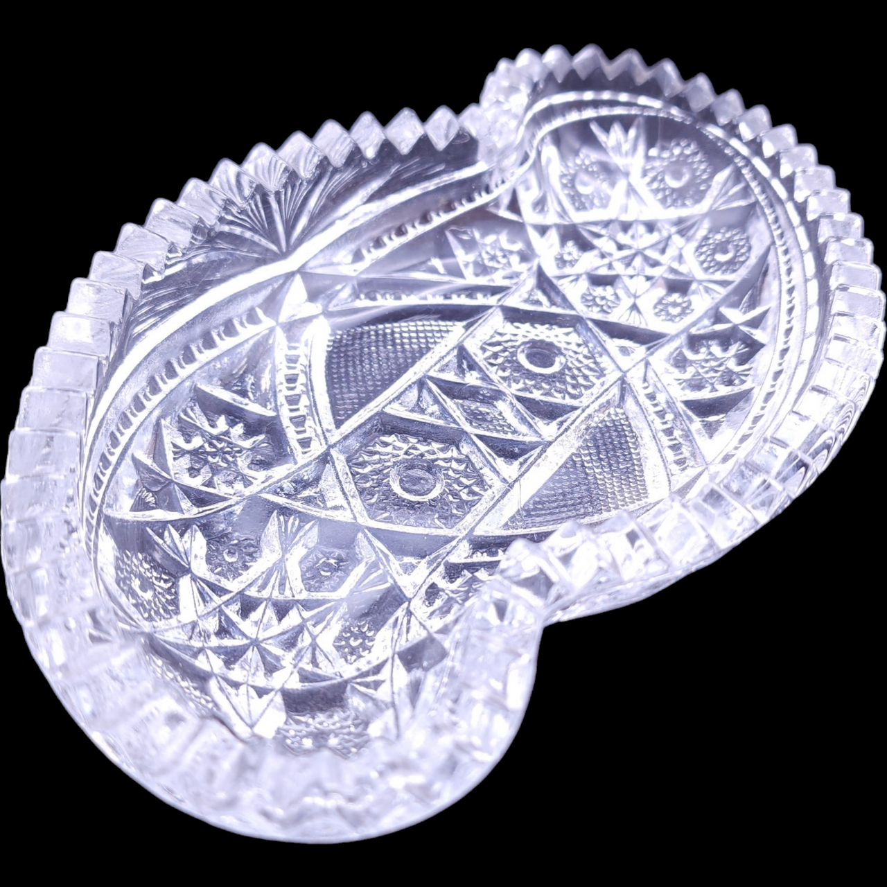 McKee Fentec Clear Pressed Glass Star & Arch Design Olive Dish