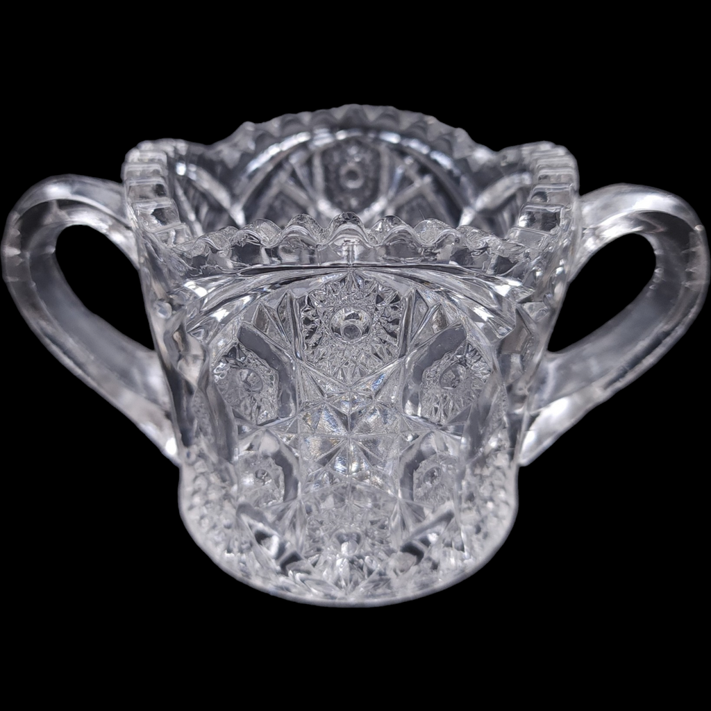 McKee Fentec Clear Pressed Glass Star & Arch Design Open Sugar