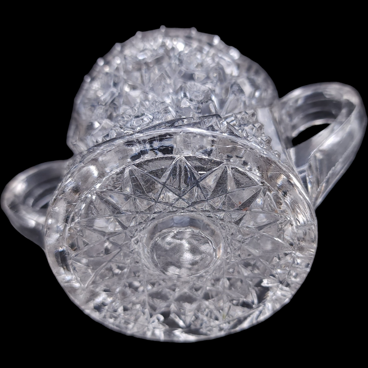 McKee Fentec Clear Pressed Glass Star & Arch Design Open Sugar