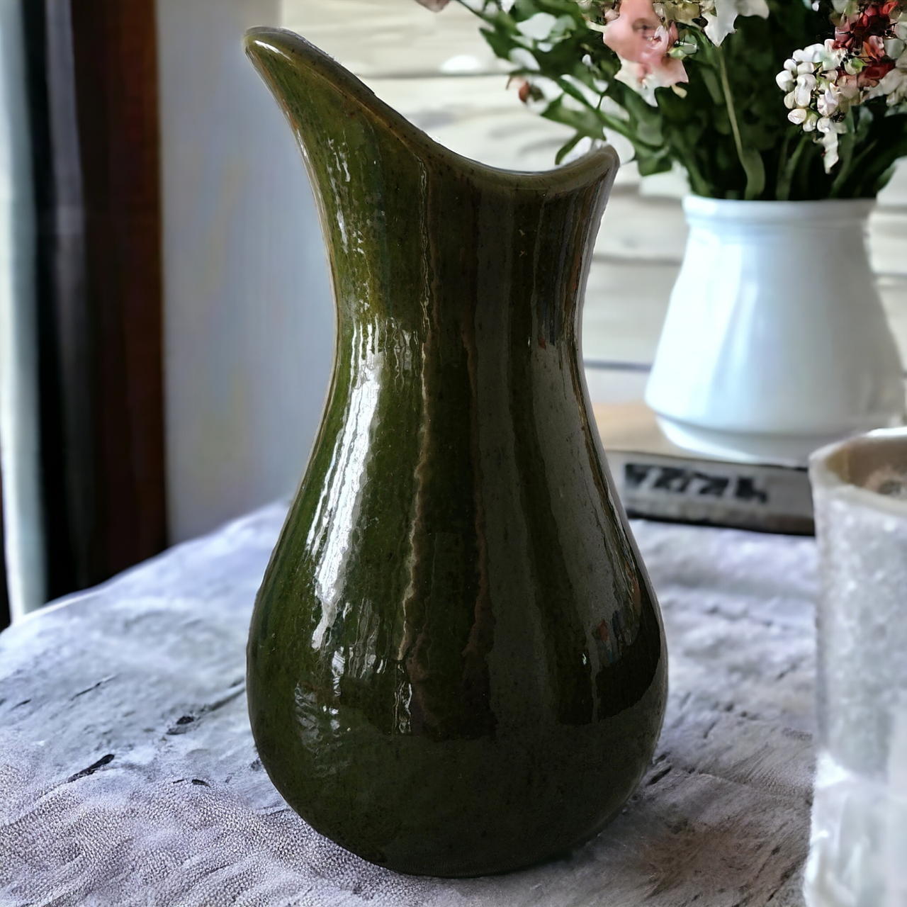 Antique Studio  Art Pottery Moss Green Vase