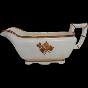 Meakin, Alfred Copper Tea Leaf Center Ironstone Gravy Boat