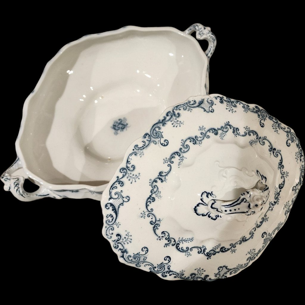 Meakin J & G Elysee Antique Scalloped Covered Vegetable Bowl and Oval Serving Platter