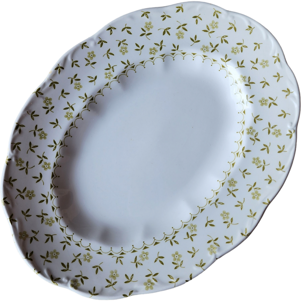 13" Meakin J & G Elysee Forget Me Not Green Oval Serving Platter