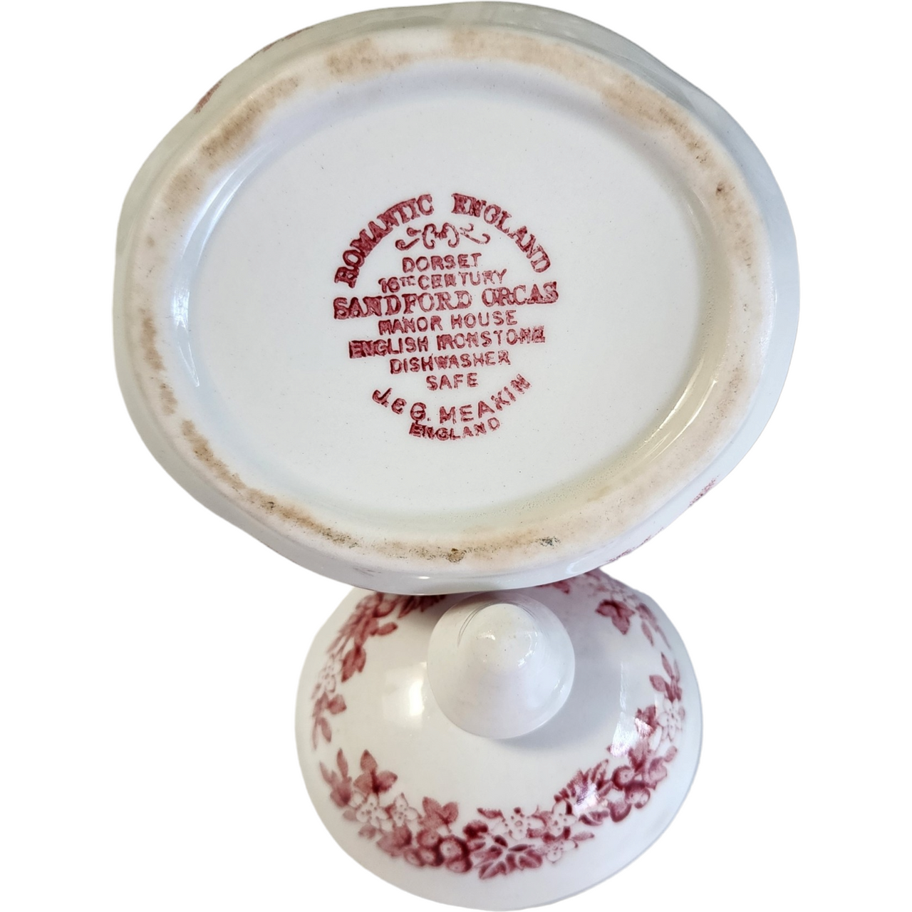 Meakin J & G Romantic England Red Sugar Bowl and Lid