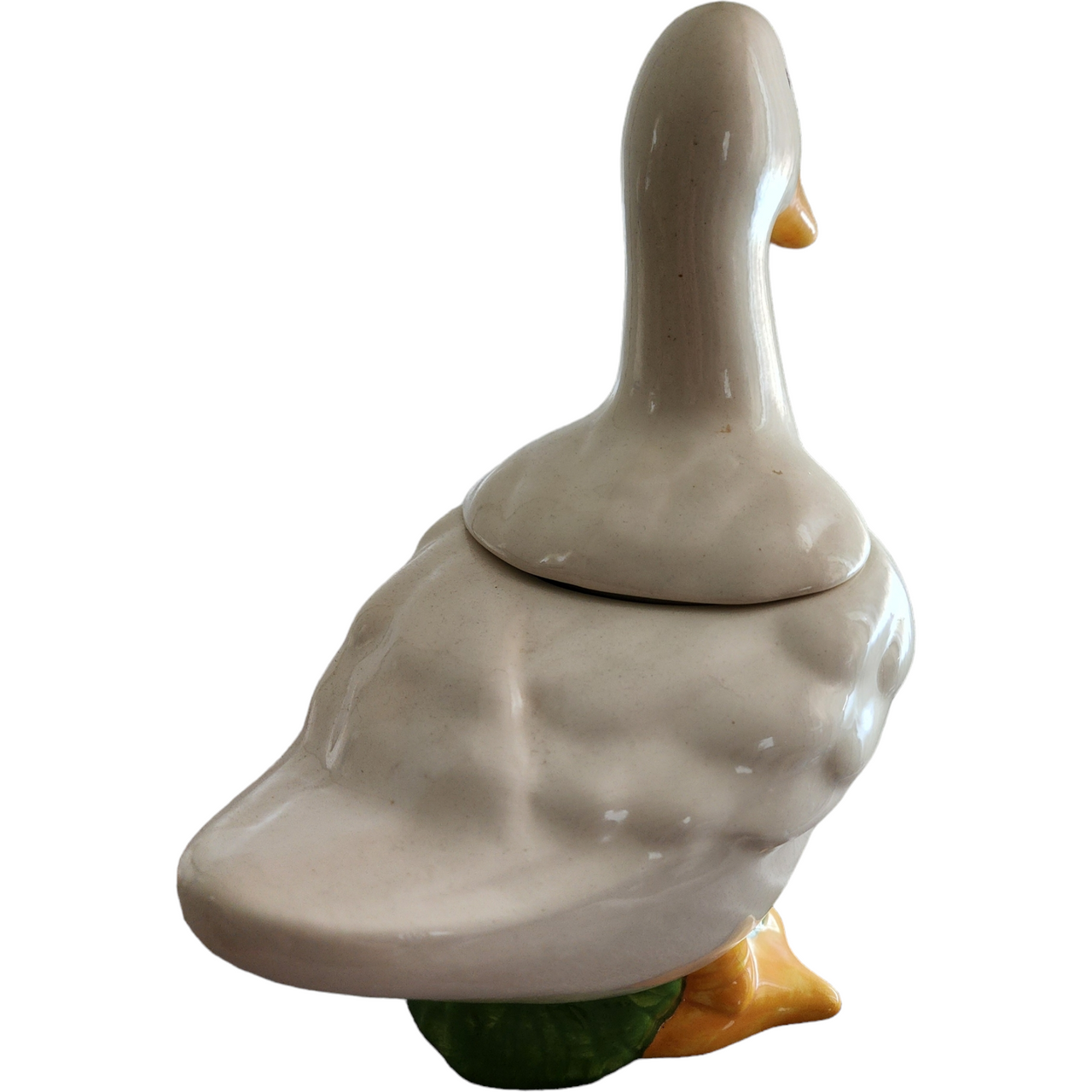 Metlox California Pottery Figural White Goose Shaped Cookie Jar & Lid