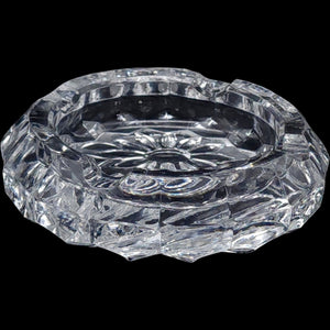 Vintage Floral Cut Clear Glass Ashtray Catchall Dish