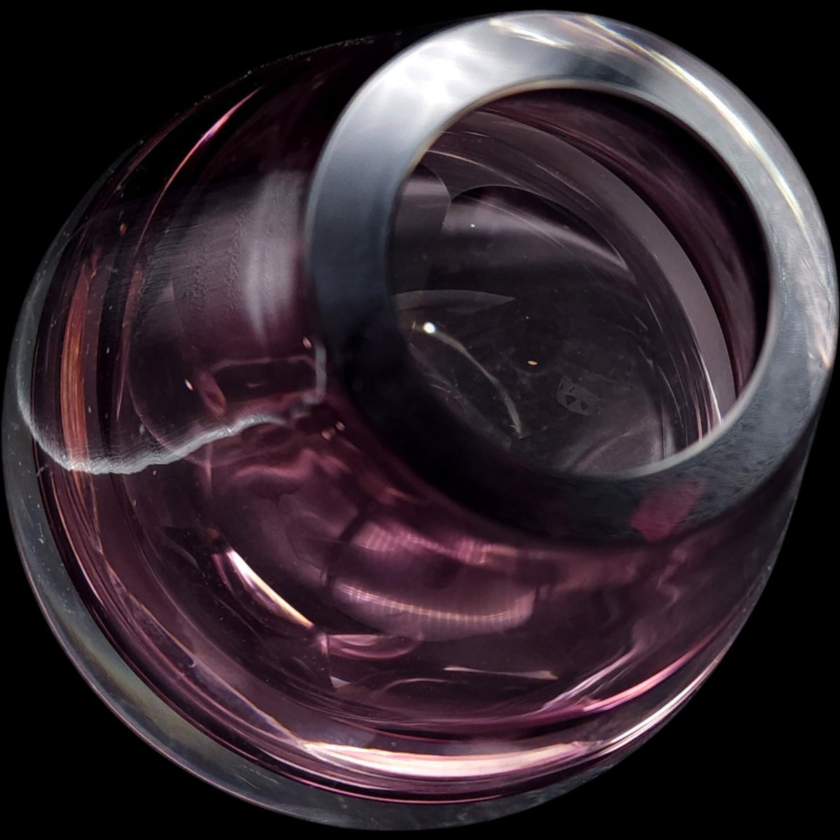 Mid-Century Modern Amethyst Sommerso Cut Glass Tapered Vase