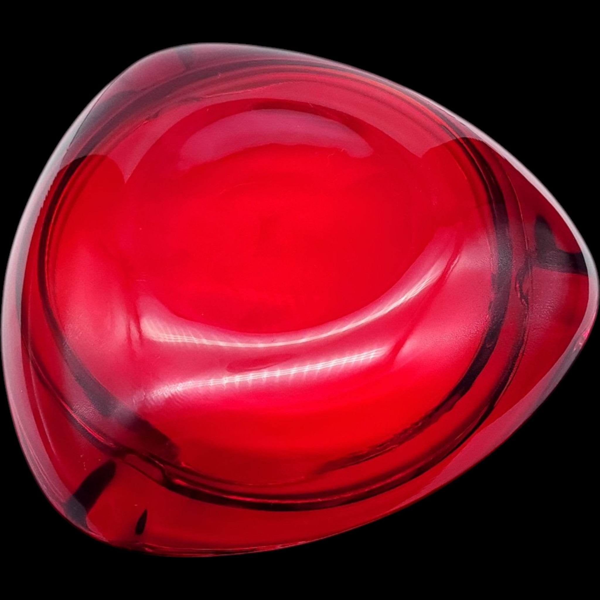 Mid-Century Modern Ruby Red Glass Ashtray Bowl
