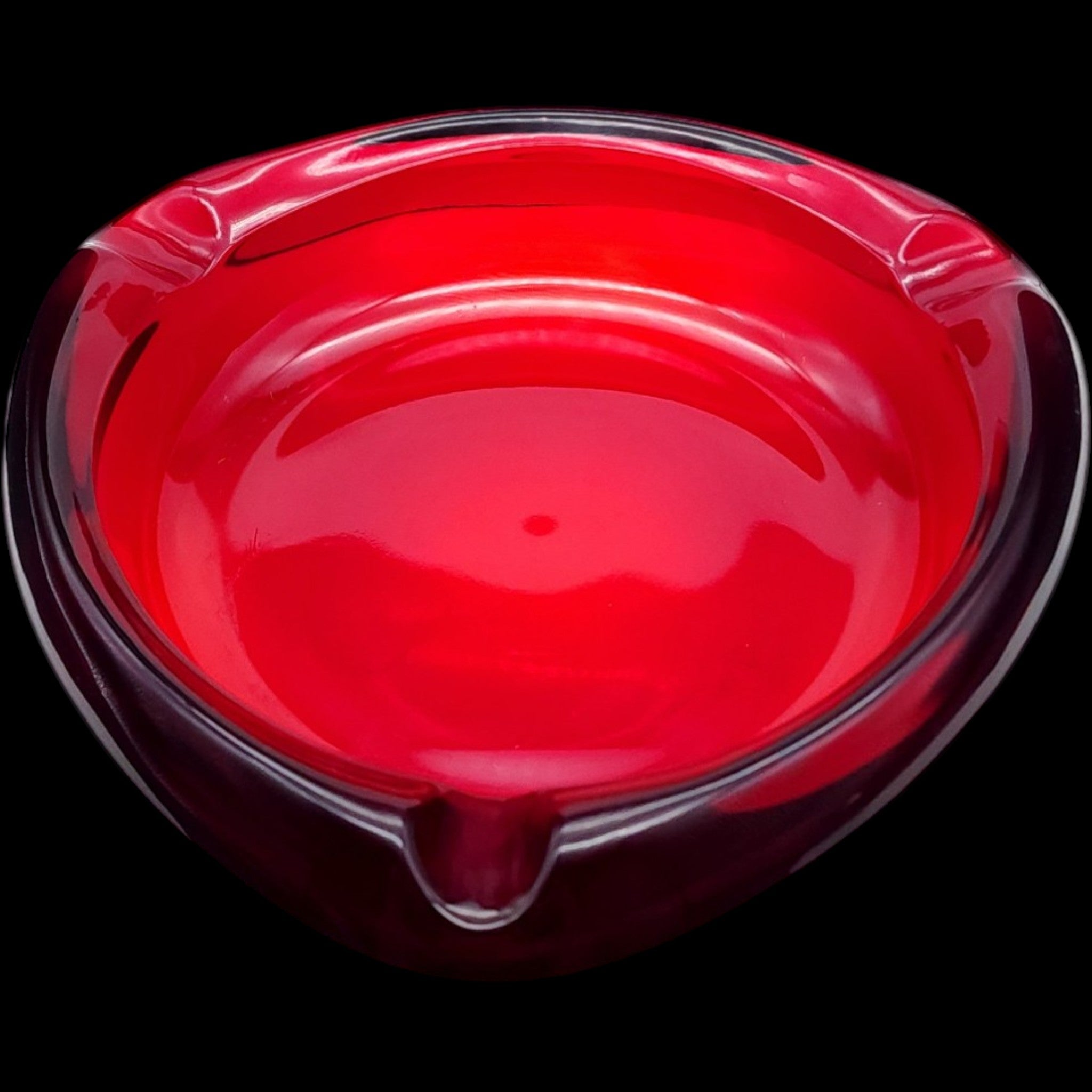 Mid-Century Modern Ruby Red Glass Ashtray Bowl