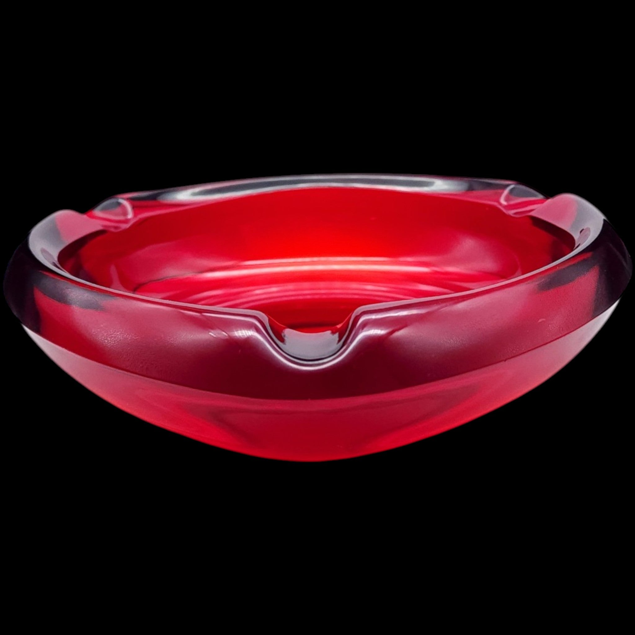 Mid-Century Modern Ruby Red Glass Ashtray Bowl