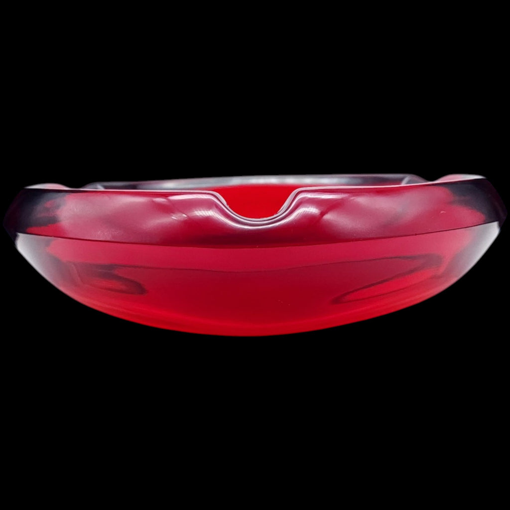 Mid-Century Modern Ruby Red Glass Ashtray Bowl