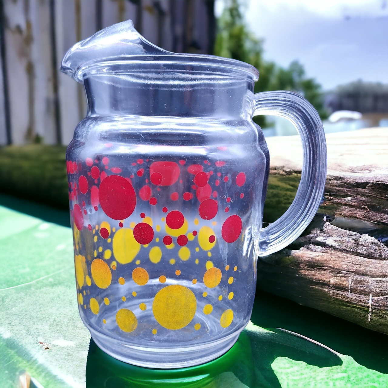 Mid-Century Modern Overlapping Circles Glass Pitcher