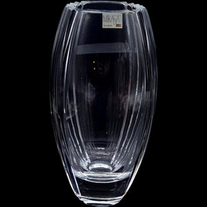 10" Mikasa Crystal Parallels Flared Glass Flower Vase