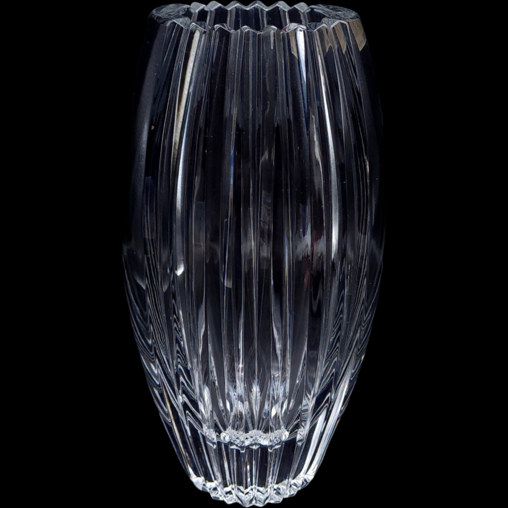 10" Mikasa Crystal Parallels Flared Glass Flower Vase