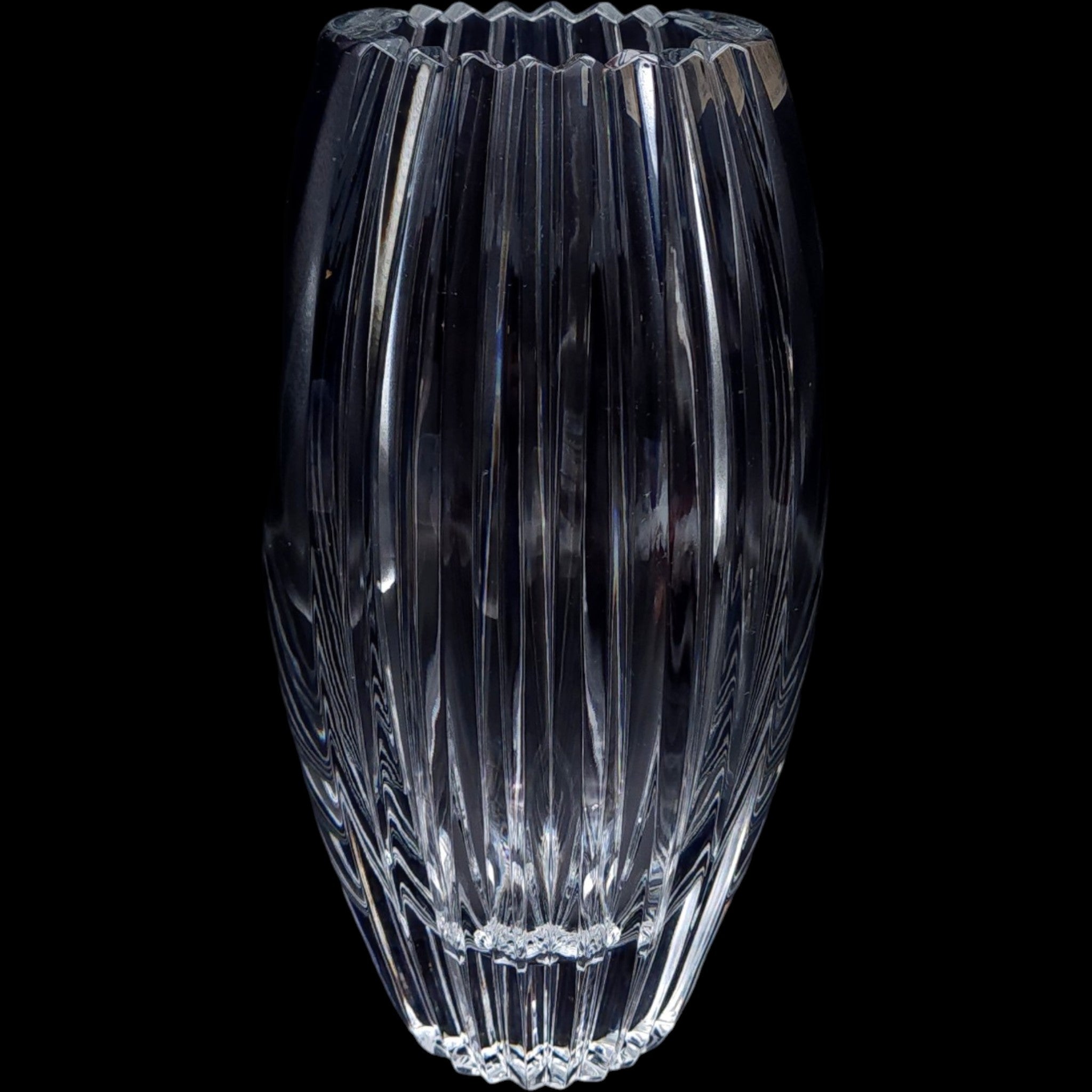 10" Mikasa Crystal Parallels Flared Glass Flower Vase