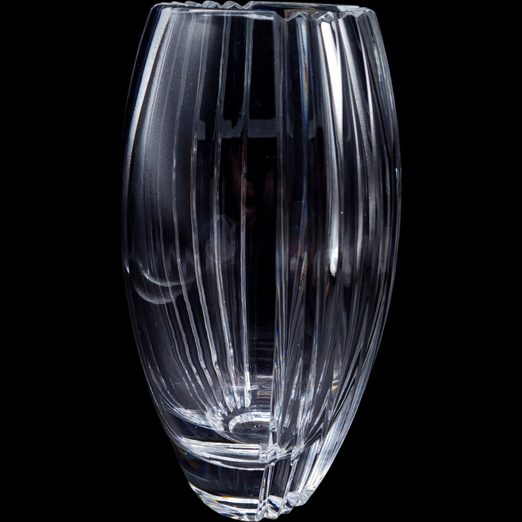 10" Mikasa Crystal Parallels Flared Glass Flower Vase