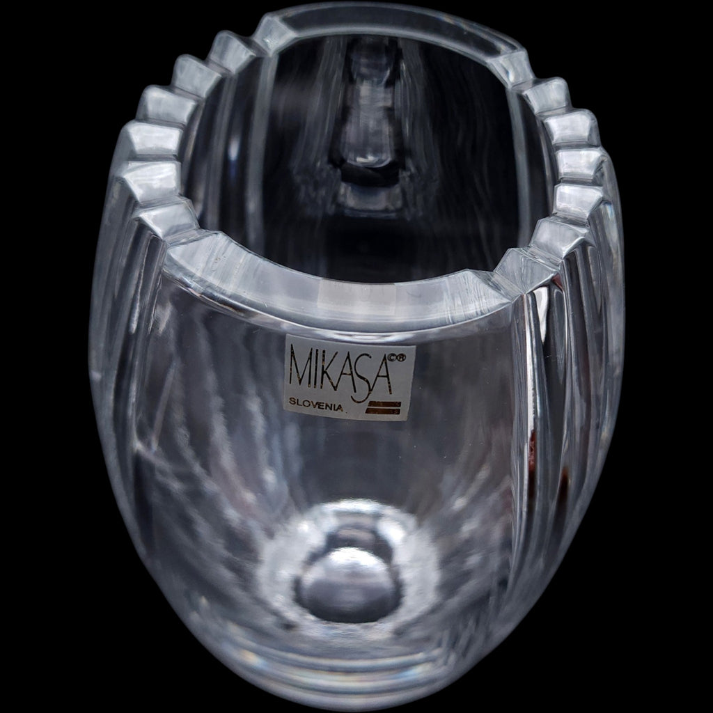10" Mikasa Crystal Parallels Flared Glass Flower Vase