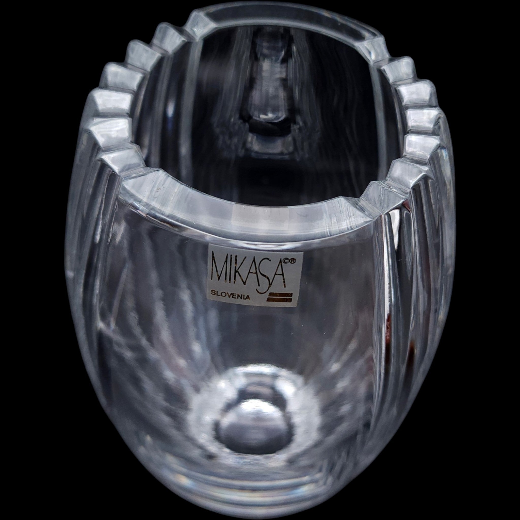 10" Mikasa Crystal Parallels Flared Glass Flower Vase