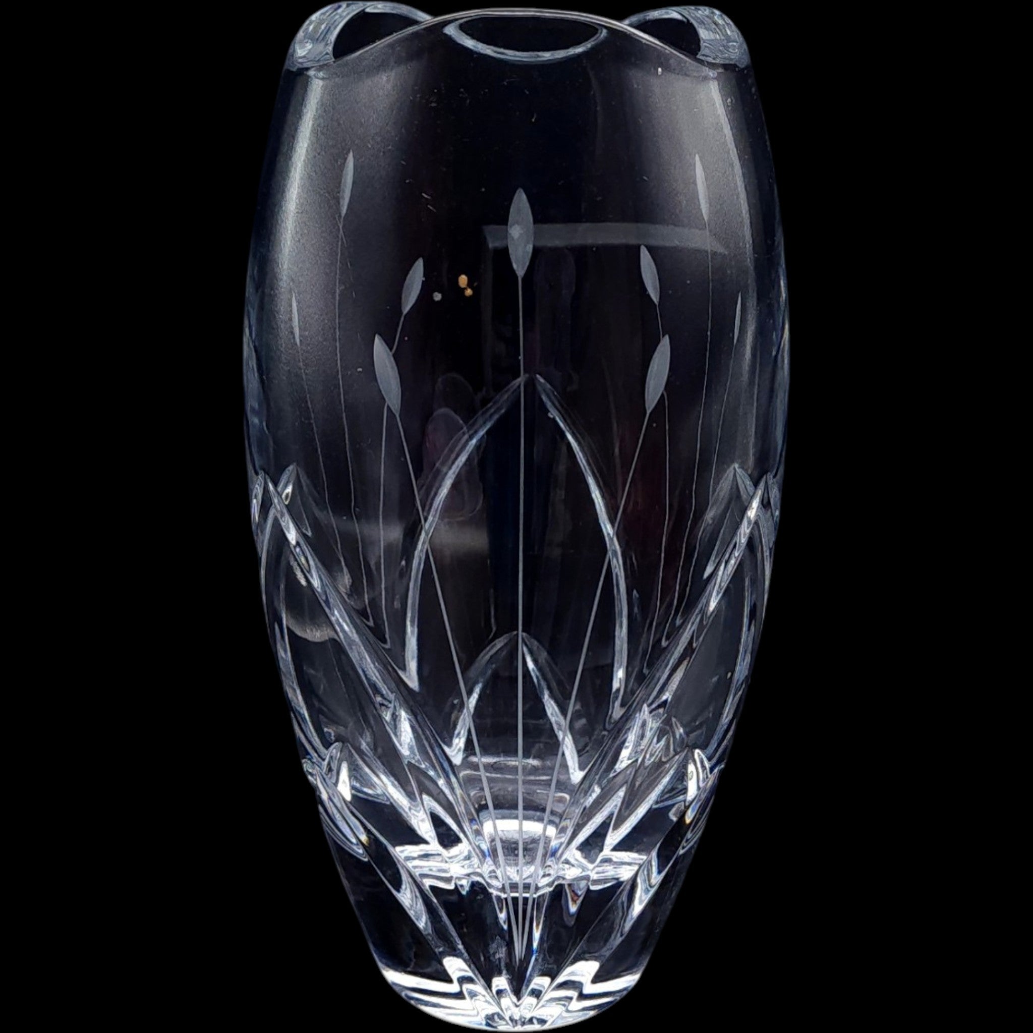 10" Mikasa Crystal Petit Points Etched Cut Glass Crystal Flower Vase