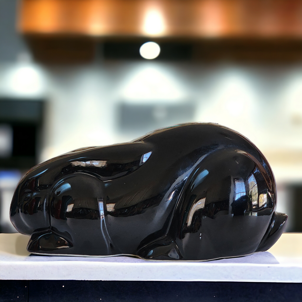 Mikasa Art Deco Revival Black Porcelain Bunny Rabbit Table Sculpture Figurine