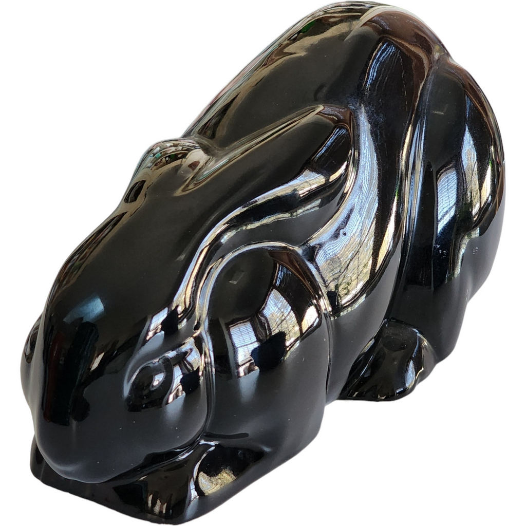 Mikasa Art Deco Revival Black Porcelain Bunny Rabbit Table Sculpture Figurine
