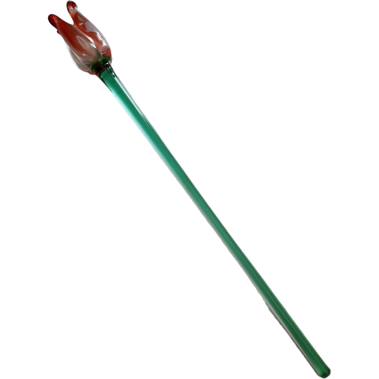 Mikasa Art Glass Reddish Tulip Hand Blown Green Stem Flower Murano Style