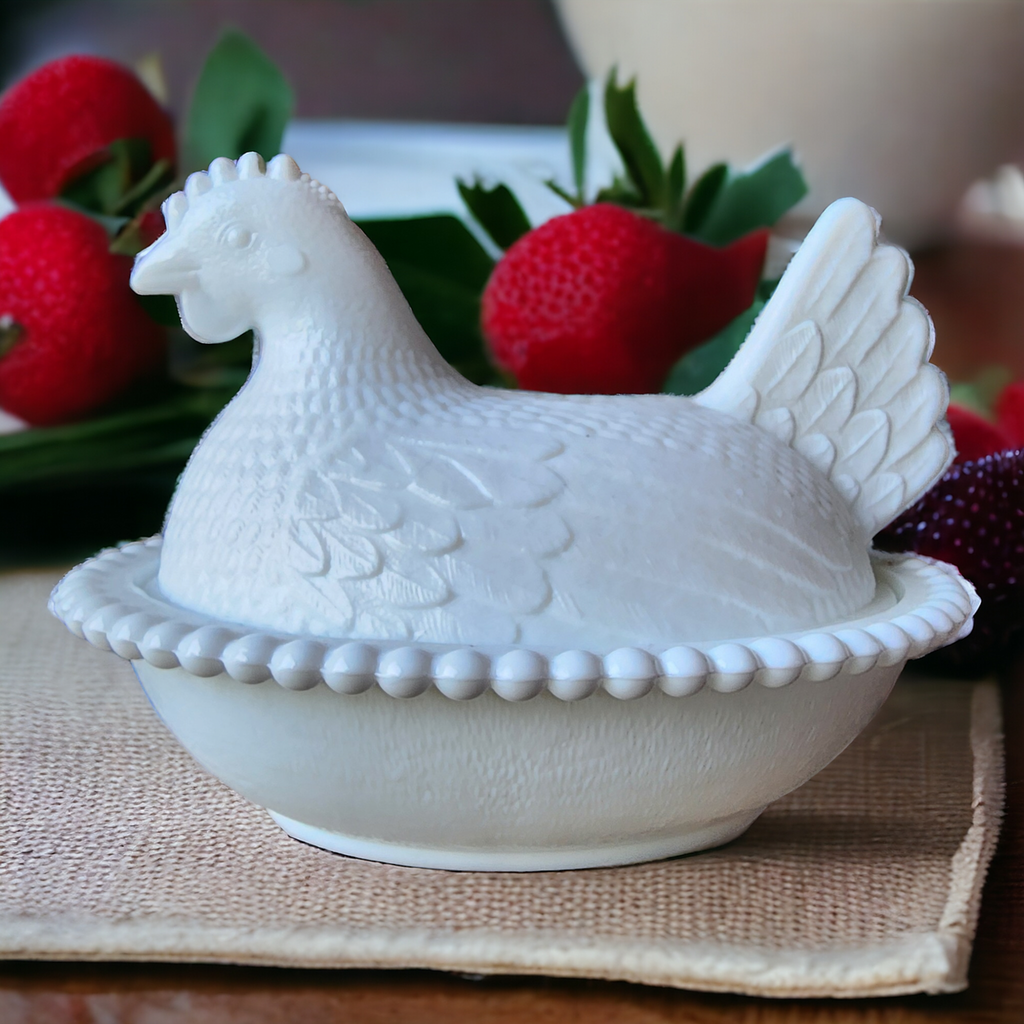 Indiana Glass Animals & Figurines Milk Glass Hen on Nest