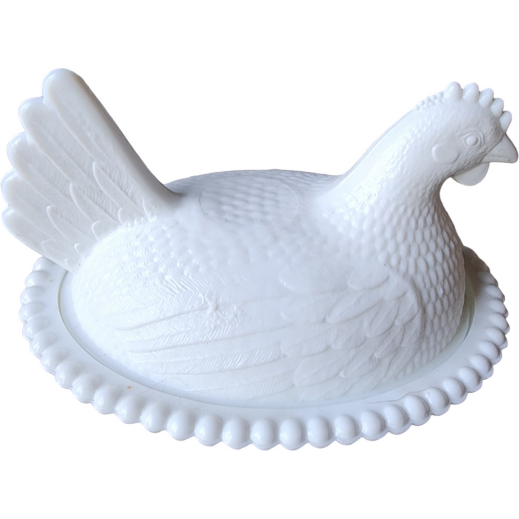 Indiana Glass Animals & Figurines Milk Glass Hen on Nest