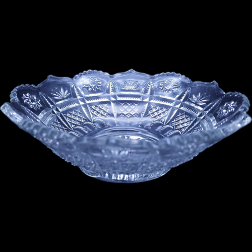 Model Flint Banded Star and Fan Clear Round Bowl