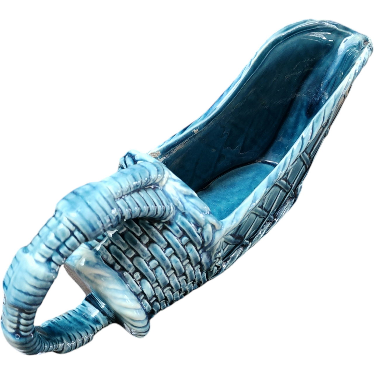 Moderamics Glazed Ceramic Basket Planter Stamped