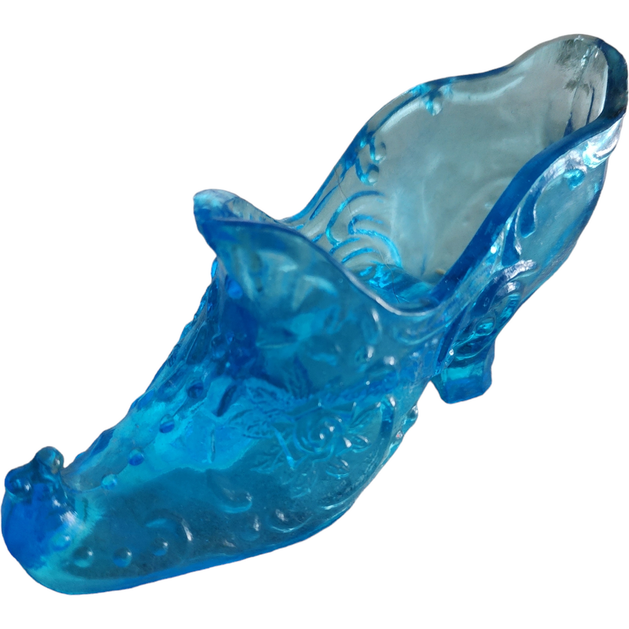 Mosser Ohio Aqua Blue Glass Victorian Large Slipper Vase