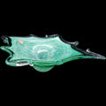 Murano Style Crystal Clear Italian Green Art Glass Splash Bowl