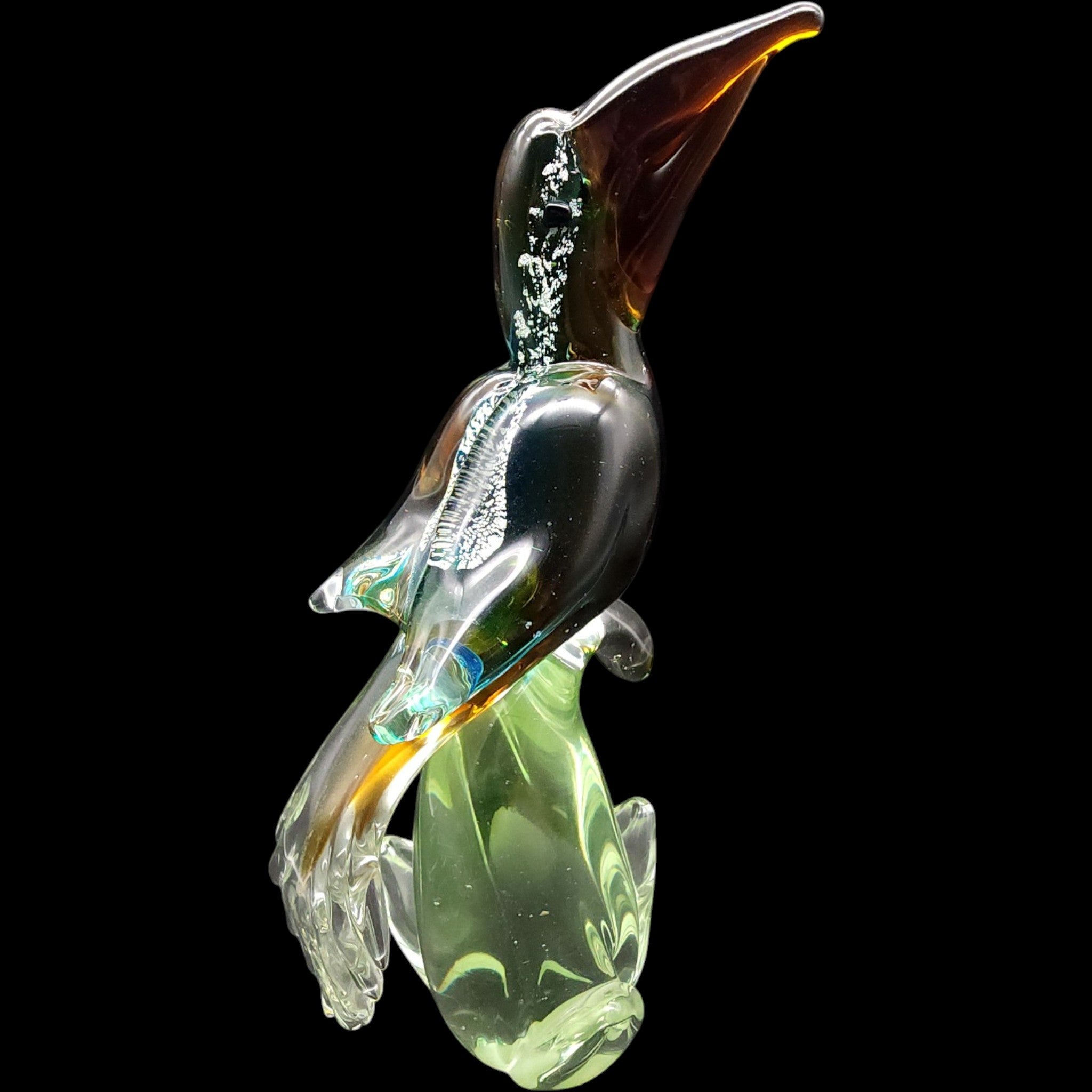12" Vintage Hand Blown Art Glass Toucan Bird Figurine Multi-Color Tropical Decor