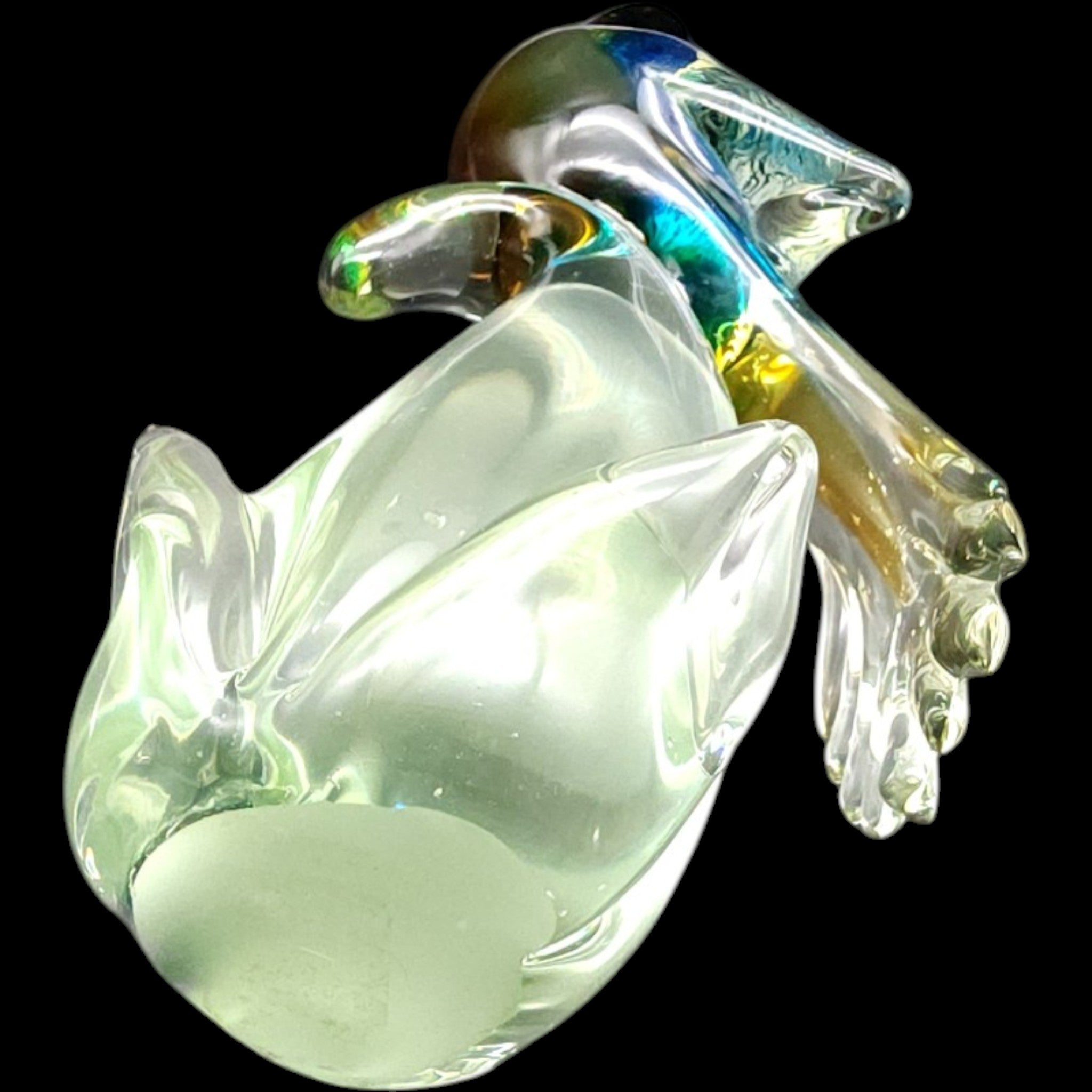 12" Vintage Hand Blown Art Glass Toucan Bird Figurine Multi-Color Tropical Decor