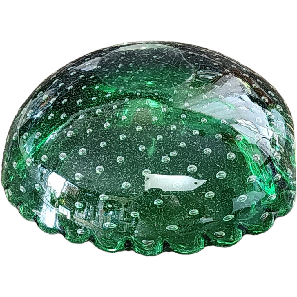 Murano Alfredo Barbini Bullicante Emerald Green Bowl Ashtray