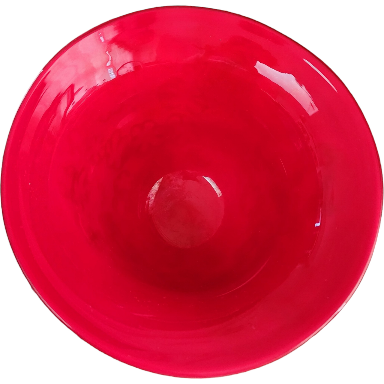 Murano Red Ground With Blue Heavy Art Glass Handled Center Bowl Italy