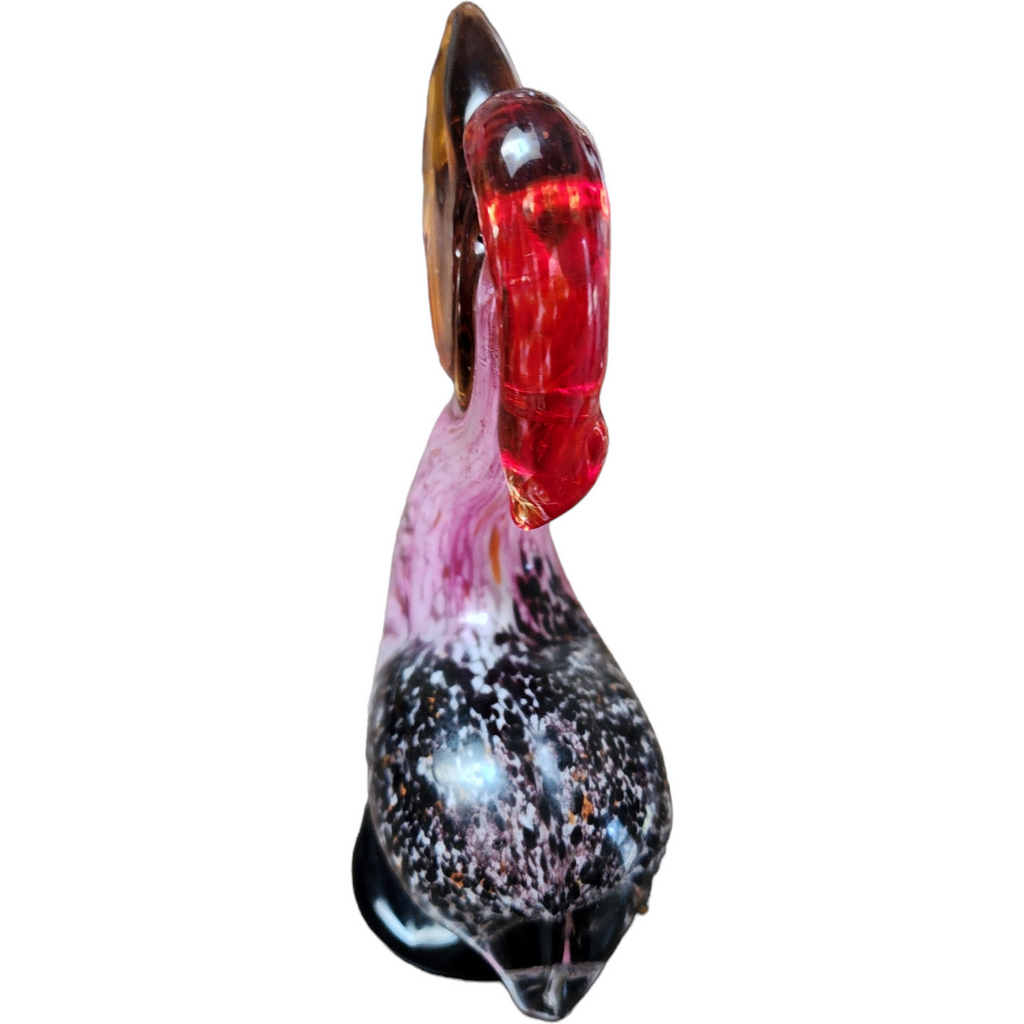 Murano Sommerso Splecked Art Glass Pelican Figurine Paper Weight
