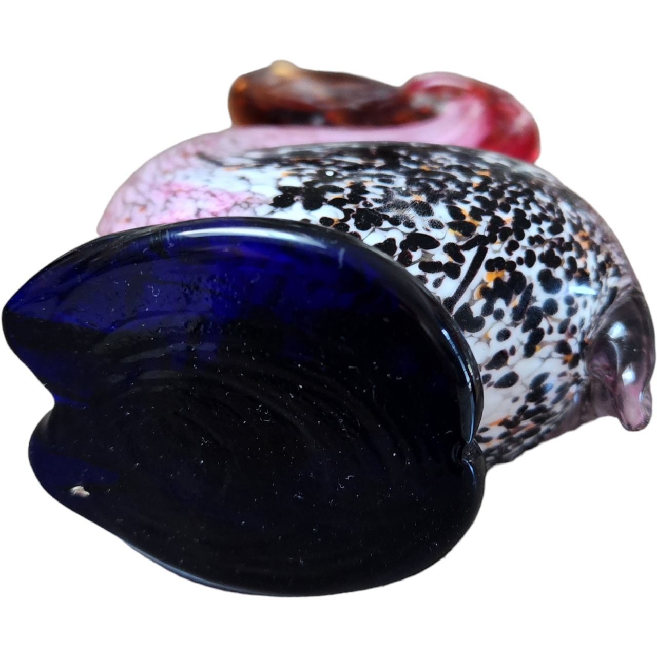 Murano Sommerso Splecked Art Glass Pelican Figurine Paper Weight