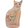 N.S. Gustin Ceramic Pottery Pink Ribbon Flowers Large Cat Cookie Jar & Lid